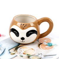 Tasses à café en céramique sur mesure, tasses en porcelaine pour animaux, tasse de paresseux en céramique 3D avec sourire