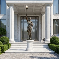 Lampe Statue de Dame Classique en Bronze - Œuvre d'Art Intérieure et Extérieure, Sculpture Métallique Élégante pour Jardin et Intérieur