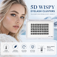 Extensions de cils synthétiques personnalisées 5D effet wispy, longueurs mixtes, auto-adhésives, DIY, marque privée, vente en gros, faible MOQ