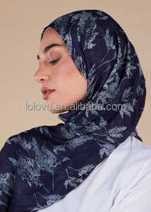 Hijab personnalisé à imprimé dégradé, petit motif floral pour femmes, quantité minimale de commande bas, associé à un sous-capuchon, adapté à la commande personnelle et en gros - Product Image 3
