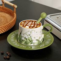 Ensemble de tasses en céramique nordiques pour la maison, tasse à café, tasse à thé de bureau, mug, cadeau de fête, tasse à eau florale
