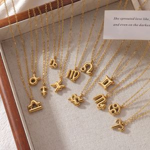 Moda 12 Constelaciones Zodiac Charm collares acero chapado en oro collar venta al por mayor moda colgante joyería para regalo - Product Image 5