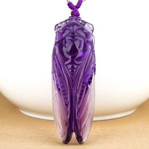Unique Crystal Cicada Pendant Necklace, Handmade Jewelry with Amethyst for Women's Charm - Product Image 3