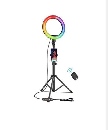 10 Inch Ring Light 7.5W Dimmable 6000K Light with 120 LEDs Color Filter for YouTube TikTok Selfies and Photography