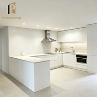 Meubles de cuisine en panneaux de mélamine, finition blanche moderne, pour projets de construction de villas et maisons complètes