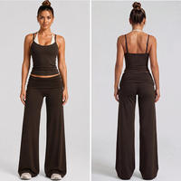 Ensemble de leggings évasés de sport pour femmes avec logo personnalisé, ensemble de vêtements de sport pour femmes, pantalon de yoga, ensemble de soutien-gorge de sport, ensemble de yoga color block pour grandes tailles