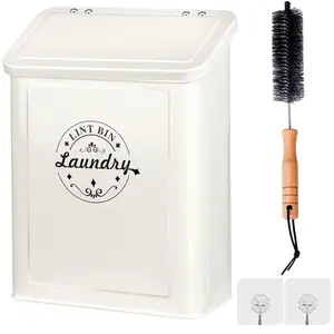Magnetic Lint Bin for Laundry Room Organization and Storage with Brush Wall-Mounted Laundry Dryer Lint Bin