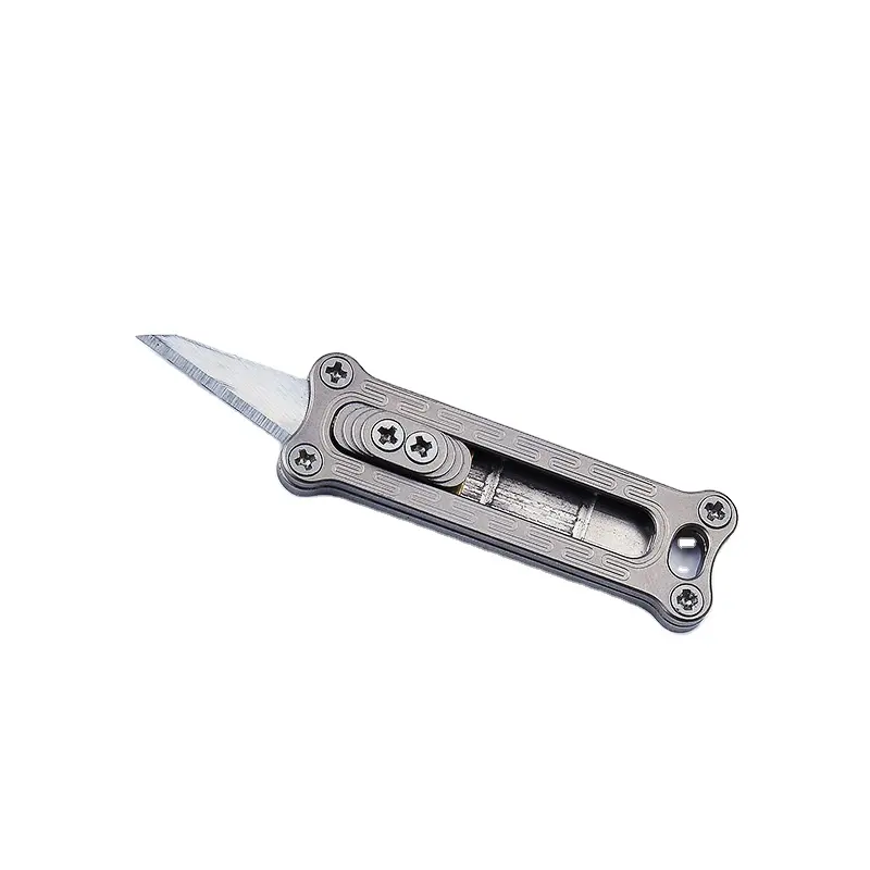 Coltello tascabile EDC in lega di titanio BST-TI, multi-funzionale tascabile push-pull strumento per rompere la finestra a sgancio rapido fai da te