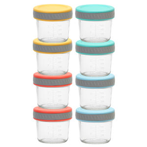 โหลแก้วใส่อาหารสำหรับเด็กขนาด4ออนซ์8ออนซ์ภาชนะปราศจากสาร BPA เป็นมิตรกับสิ่งแวดล้อมพร้อมฝาปิดกันรั่วสำหรับตู้แช่แข็ง - Product Image 5