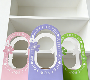 Multicolor Eco-Friendly Hollow <b>Handle</b> Gift Box with Matt Lamination & Gold Foil Custom Size High-End Thick White Cardboard - Product Image 3