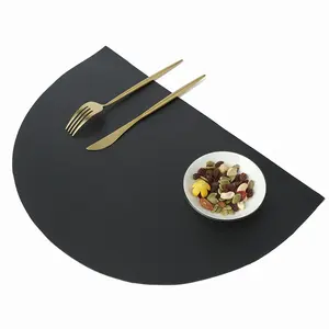 PU Leather <b>Placemat</b> for Table Insulation Pads Tableware Waterproof Oil-proof Semicircle Table Mats Home Decoration Kitchen Tool - Product Image 6