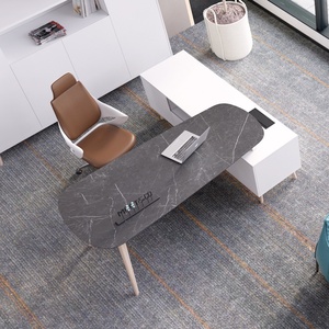 Luxury Modern L-Shape Home Executive Office <b>Desk</b> <b>Set</b> for Directors Managers CEOs Bosses-Wood Panel Style - Product Image 3