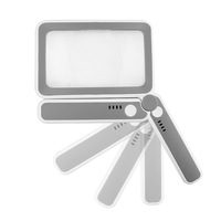 New Foldable Square Handheld Magnifying Glass USB Charging 10 LEDs Three Light-level Settings Battery-level Indicator
