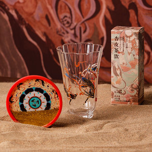 Dunhuang Museum Art Glass Tea Set Flying Apsaras Petal Cup &amp; Quicksand Coaster for Luxury Business Promotional <strong>Gift</strong> - Product Image 2