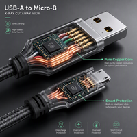 Câble de charge rapide USB-A vers Micro-B 3A stable avec conducteur en cuivre étamé et gaine en TPE