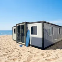 Maison conteneur extensible durable de 40 pieds pour ferme autonome, préfabriquée, avec jardin permaculturel et récupération d'eau de pluie, pour usage bureau/hôtel, design moderne