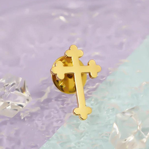 Venta Directa de Fábrica en China, Artesanías Metálicas, Broches de Sombrero con Diseño de Jesús, Broches Religiosos al por Mayor, Broches Personalizados de Cruz de Metal Dorado para Sombreros - Product Image 1