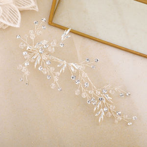 إكسسوارات شعر الزفاف المصنوعة يدويًا من حجر الراين الفاخرة للنساء، مشط شعر دبوس تيارا - Product Image 4