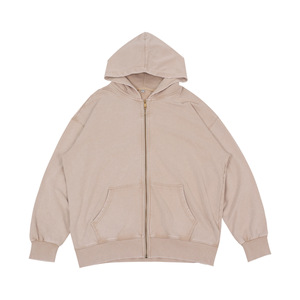 Hot Selling Custom Vintage Faded Distressed Terry Full <strong>Zip</strong> <strong>Hooded</strong> 360g Oversized Hoodie for Women Street Hip Hop Outfits - Product Image 4