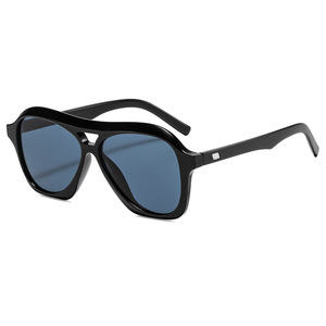 Lunettes de soleil vintage 2026 à double pont avec logo personnalisé, motif léopard, protection UV400, monture carrée plate pour hommes et femmes - Product Image 5