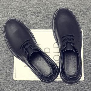 Men's Trendy Versatile Casual Genuine <b>Leather</b> Shoes Autumn for Low-Cut <b>Work</b> <b>Boots</b> British Style Large Size Dress - Product Image 4