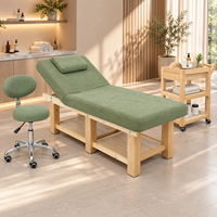 Table de massage professionnelle en gros avec dossier réglable, coussin épais de 10 cm, lit de spa en bois massif pour spa et salon