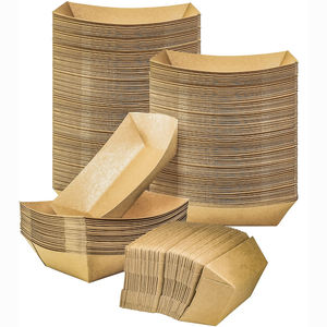 Barquette jetable rectangulaire en papier kraft biodégradable de qualité alimentaire pour frites, idéale pour la restauration rapide, options personnalisables - Product Image 1