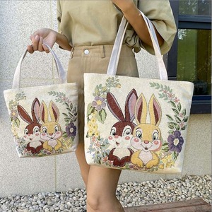 Rabbit-Themed Women's <b>Canvas</b> Tote <b>Bag</b> With Embroidery Multipurpose Shopping <b>Bag</b> For Trip Small And <b>Large</b> Sizes - Product Image 1