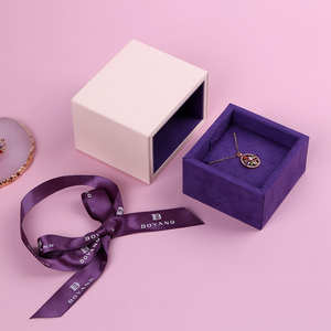 Boyang High Quality Ring Bracelet <b>Gift</b> Packaging Leather Sliding Jewelry Drawer <b>Box</b> with Ribbon - Product Image 3