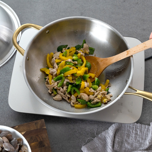 Utensilios de cocina de acero inoxidable 304, <span class=keywords><strong>Wok</strong></span>, sartén de 5 capas con tapa - Product Image 2