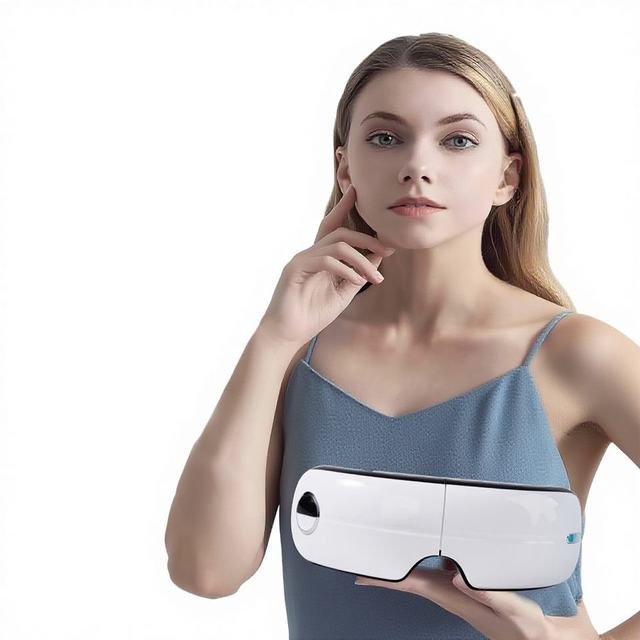 CRIUS 2026 Hot Selling Electric Mini Wireless Foldable Face Eye Massager Air Pressure Heating MP3 Music Vibration Strain Relief