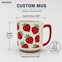 Tasse en céramique personnalisable en gros, série créative fruits, en grès sérigraphié, tasse à café compatible micro-ondes