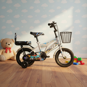 Vélo pour enfants de 14 pouces avec cadre en acier, pour les âges de 2 à 13 ans, violet, <span class=keywords><strong>beige</strong></span> et gris clair, siège réglable, siège arrière, pédales ordinaires - Product Image 6