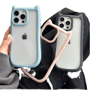 Custodia per telefono antiurto con orecchie di gatto 3D in acrilico trasparente e telaio in TPU colorato, prezzo di fabbrica, per Huawei P90 Pura P80 P70 P60 Pro Art - Product Image 1