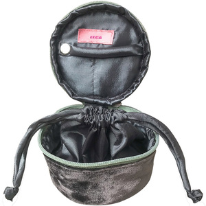 Terciopelo joyería redondo monedero bolsa personalizada cremallera bordado embalaje Greenfinch flores Salvia oscura bolsa collar pulsera caja - Product Image 6