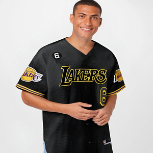 Impression par sublimation du nom et du numéro de l'équipe <span class=keywords><strong>Maillot</strong></span> de baseball personnalisé à séchage rapide pour l'équipe des <span class=keywords><strong>Lakers</strong></span> - Product Image 4