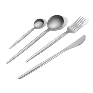 FANGYUAN Hot Sale Cheap Portuguese Wed Rental Spoon Fork Knife Stainless Steel Matte Gold Flatware Dinnerware Set Cutlery