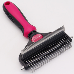 Peigne démêlant pour animaux de compagnie, brosse de toilettage pour chiens et chats, outil d'élimination des poils, poignée en TPR, conception double face - Product Image 6