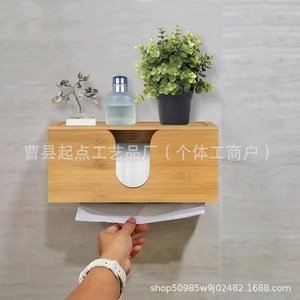 Caja de pañuelos de madera con tapa abatible, caja de almacenamiento de madera maciza para uso en el baño o escritorio. - Product Image 3