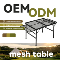 Table pliante portable en maille avec côtés relevables 90x60 en alliage d'aluminium, capacité de charge 30 kg, pour camping, pique-nique et barbecue en extérieur