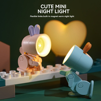 Lampe de chevet pliable et réglable, avec angle d'orientation polyvalent, pose et disposition personnalisables, compagnon de chambre, veilleuse lapin