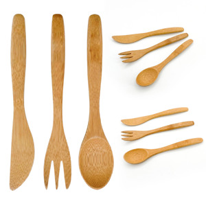 Nhà máy trực tiếp xách tay phân hủy sinh học tre thiết lập dao kéo-Bao gồm dao muỗng nĩa bền vững và thân thiện với môi - Product Image 1