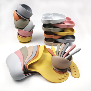 <span class=keywords><strong>Vaisselle</strong></span> OEM ODM pour bébé ensemble d'alimentation bol à dîner en silicone pour tout-petits assiette à ventouse avec cuillère couverts avec logo personnalisé usine - Product Image 3