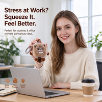 Porte-clés en peluche mignon en forme de raton laveur carré en mousse à mémoire de forme, jouet anti-stress à récupération lente pour le confort émotionnel