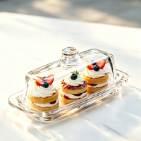 Mini-plat de service rectangulaire en verre style nordique, compatible lave-vaisselle et hermétique, pour présentation de desserts en cuisine