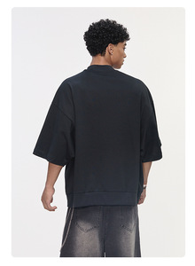 T-shirt Homme Oversize Col Montant 305G Épais à Manches Courtes Côtelé – <span class=keywords><strong>Vente</strong></span> <span class=keywords><strong>en</strong></span> <span class=keywords><strong>Gros</strong></span> - Product Image 4