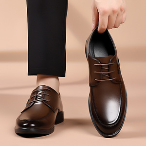 Chaussures habillées en cuir pour hommes, style Oxford, à bout pointu, à lacets, pour le bureau et la carrière, semelle souple, collection automne - Product Image 3