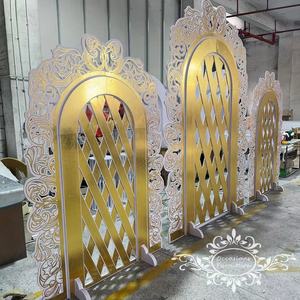 PVC oro acrilico sfondo <span class=keywords><strong>arco</strong></span> <span class=keywords><strong>matrimonio</strong></span> eventi decorazione parete Set Up palco - Product Image 2
