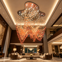 Lustre d'hôtel personnalisé, grand lustre moderne de luxe pour plafonds hauts, lustre en verre d'agate, luminaires de décoration intérieure