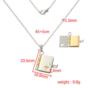 Nouveau design de collier pendentif livre étanche et ouvert Mini collier de couple avec médaillon de livre d'amour vente en gros de bijoux de mode - Product Image 5